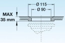 Zuurbestendige stop voor chemisch laboratorium, diameter 90 mm, buis 170 mm