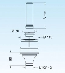 Ablaufventil mit Überlaufrohr aus Edelstahl 150 mm für Spüle Durchmesser 90 mm