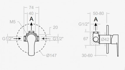 Mitigeur douche à encastrer Titanium