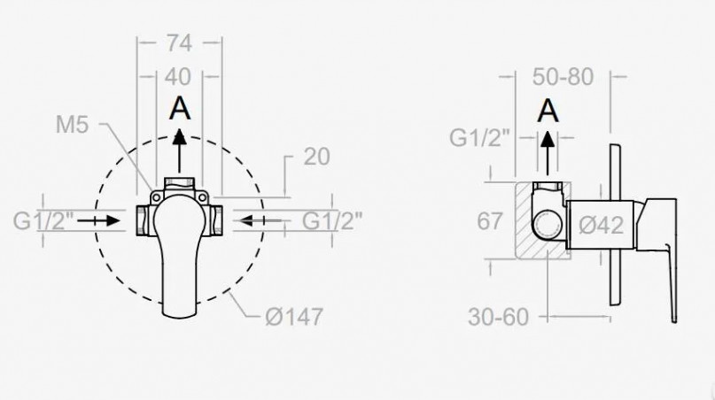 Mitigeur douche à encastrer Titanium