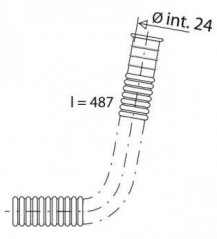 Overflow tube for standard drainage diameter 24 mm, length 487 mm