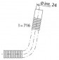 Overloopbuis voor bad, diameter 24 mm, lengte 716 mm