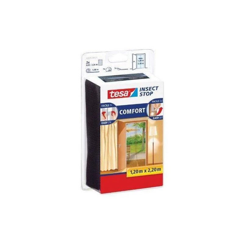 Insectenhor voor deur, "STOP" zwart, 2 lamellen van 0,65m x 2,20m