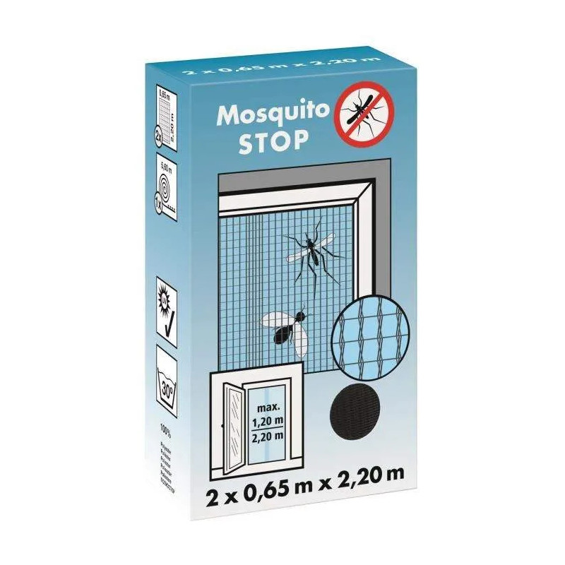 Insectenhor voor deur, "STOP" grijs, 2 lamellen 0,65m x 2,20m