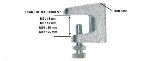 Beam clamp, agrip rod with smooth hole for rod diameter 8 mm
