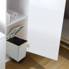 Recyclingbak 16L, automatische deksel, grijs plastic