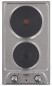 Elektrische kookplaat, 2 branders, roestvrij staal, 290x510 mm