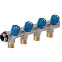 Sanitary manifolds with integrated remote fittings 4 outlets blue
