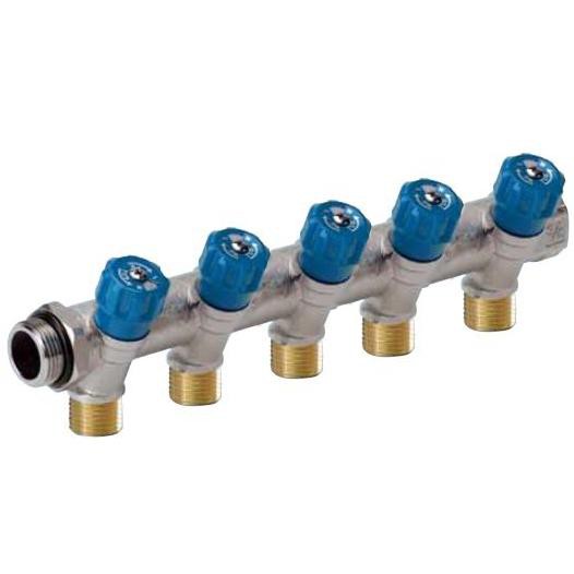 5-way blue sanitary manifolds with integrated remote fittings