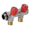 Sanitary manifolds with integrated remote fittings 2 outlets red