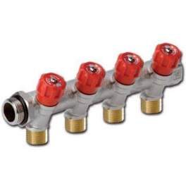 Sanitary manifolds with integrated remote fittings 4 outlets red - PBTUB - Référence fabricant : COLRR44