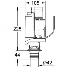 Mécanisme pneumatique Grohe AV1 avec embase, WC encastré simple et double touche