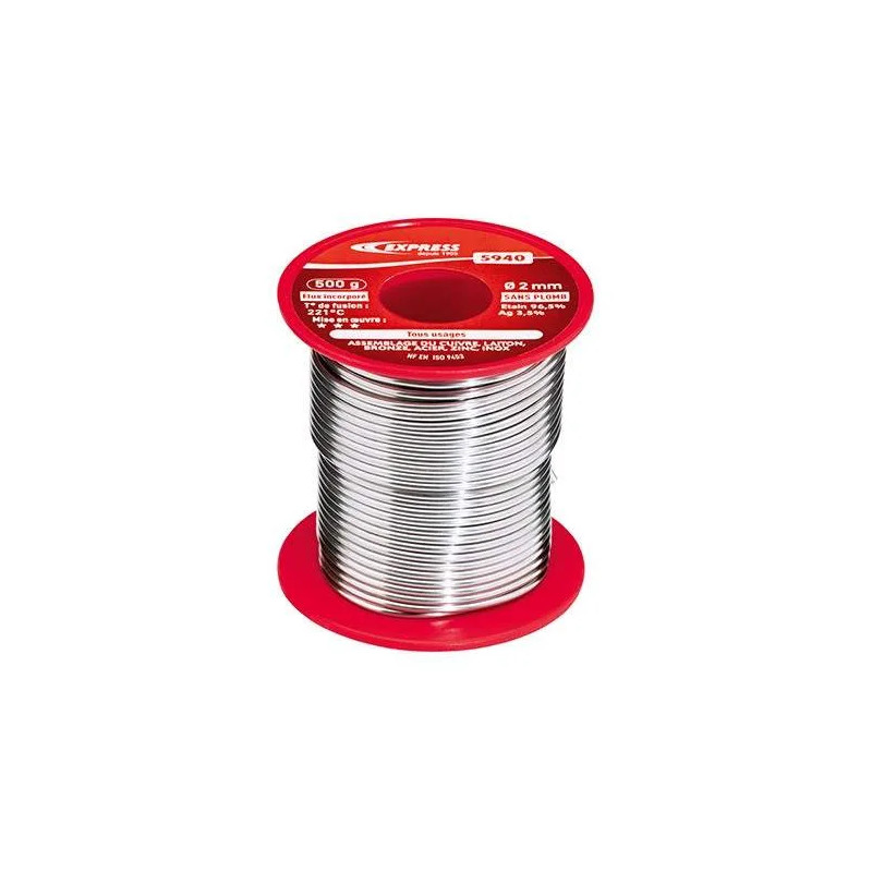 Spule 500 g Lötzinn 96.5%, Silber 3.5%2 mm Spule 500 g Lötzinn 96.5%, Silber 3.5%2 mm