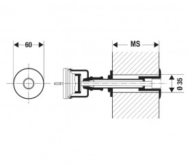 Pulsante pneumatico serbatoio WC cromato, parete 153-186 mm