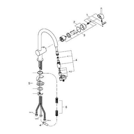 Hand shower with hose for GROHE Minta