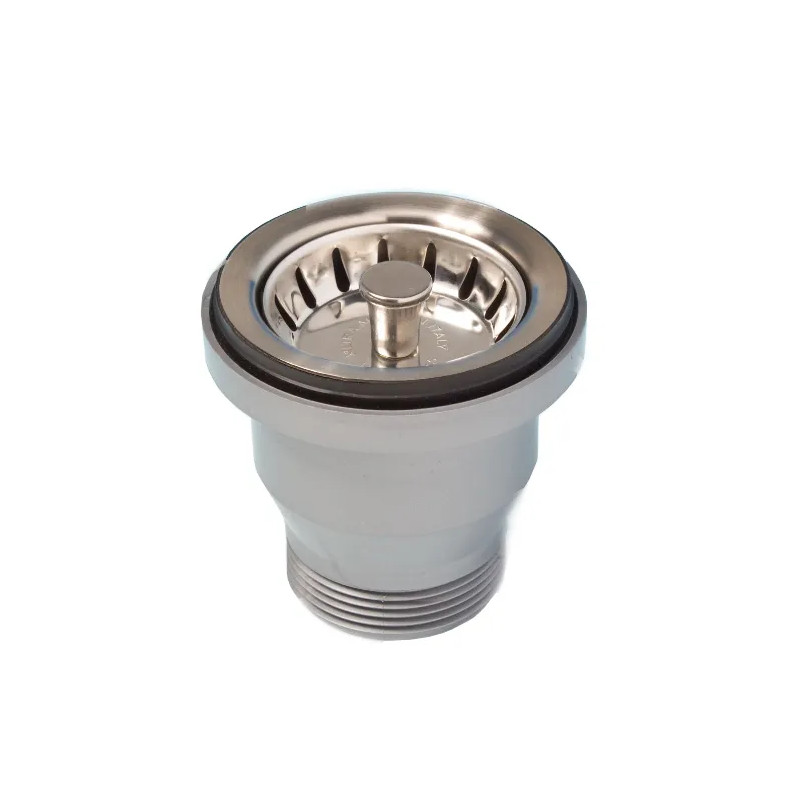 Mandafvoer zonder overloop, diameter 70 mm, afwerking satijnnikkel