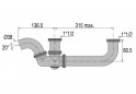 Spoelunit voor 2 wastafels, instelbare hartafstand, diameter 38 mm, te solderen, messing