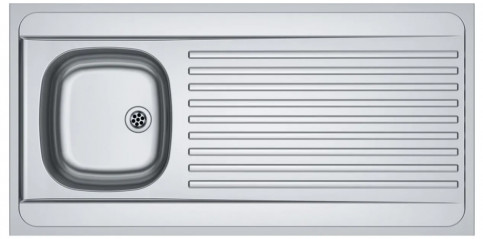 Evier inox à poser, 120x60 cm, 1 cuve, 1 égouttoir