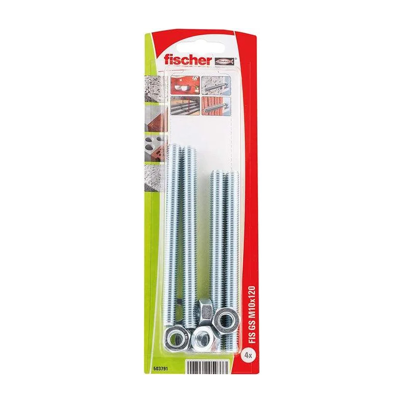 Gewindestange 6x110mm mit Mutter und Unterlegscheibe, 4 Stück