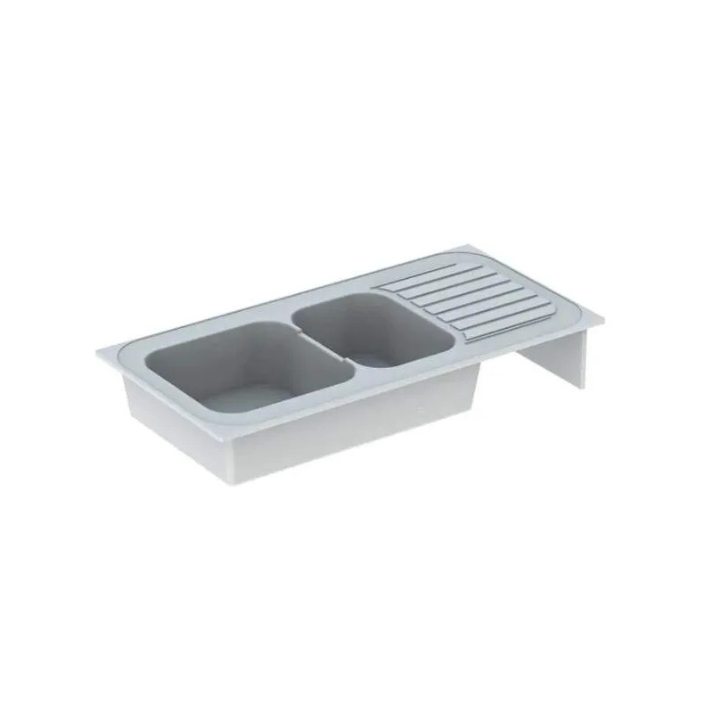 Romans tweekomige spoelbak met enkele uitloop 1200x600 mm.