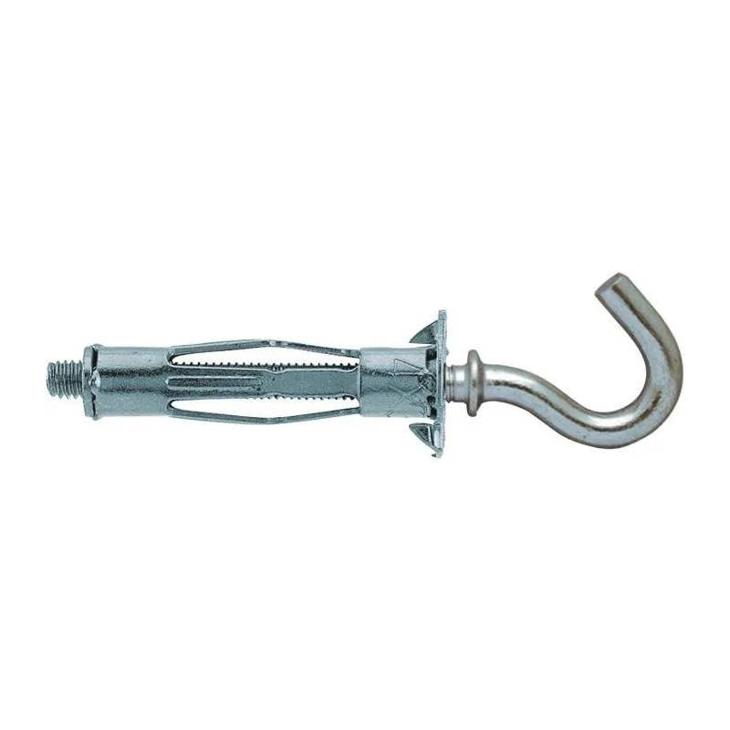 Set van 4 HM metalen muurpluggen 5x37 mm met 5 mm ronde haak