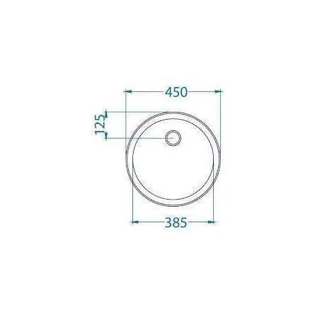 Cuve inox ronde à encastrer diamètre 450mm hauteur 150mm.