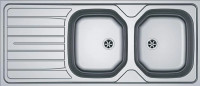 Roestvrijstalen inzetspoelbak, 2 waskommen 1 afdruipvlak, 1160x500 mm RNN621