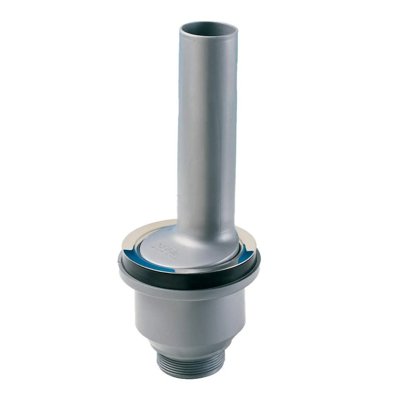 2p afvoer met overloopbuis in grijs PP, lengte 170 mm