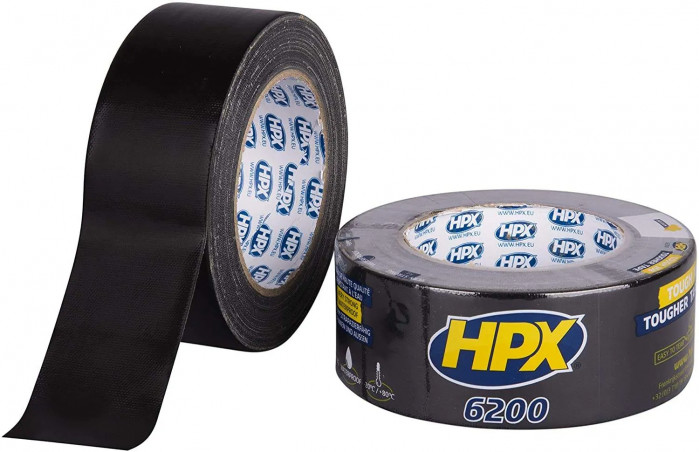 Schwarzes Gewebeband 48 mm x 25m, HPX 6200 REPAIR TAPE