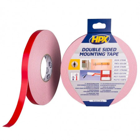 Ruban double face, mousse pour miroirs, blanc, 19mm x 5m