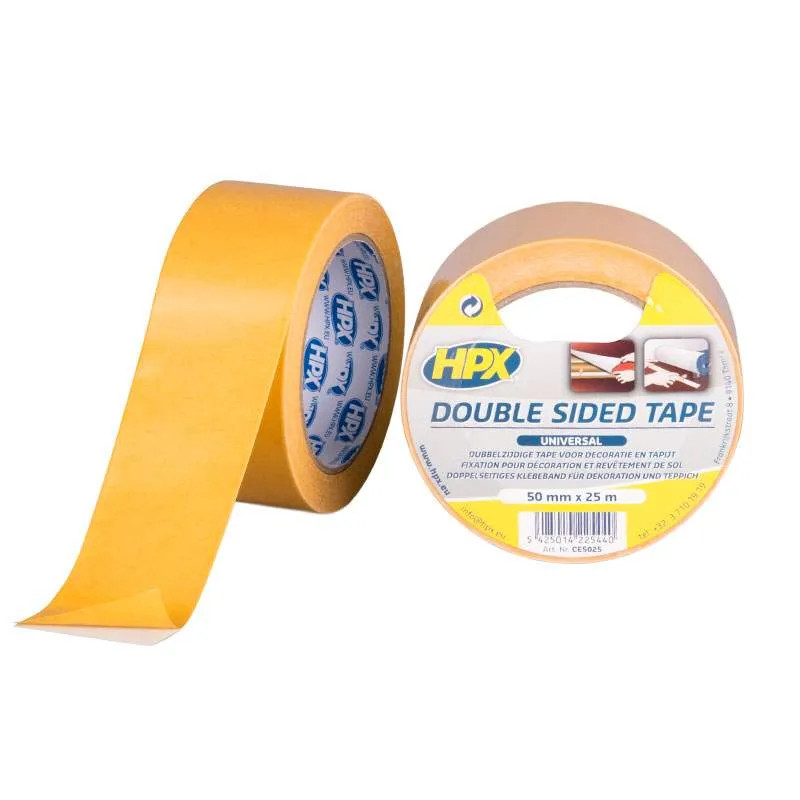 Universelles doppelseitiges Klebeband, weiß, 50 mm x 25 m
