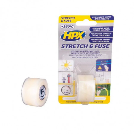 Ruban auto-vulcanisant stretch et fuse transparent, 25mm x 3m