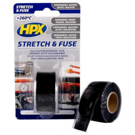 Ruban auto-vulcanisant stretch et fuse noir, 25mm x 3m