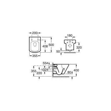 Abattant ROCA Hall, blanc, 408mm, frein de chute Silencio