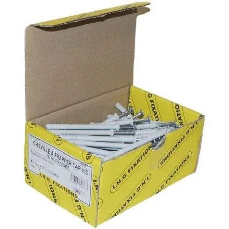 Cheville à frapper, tête fraisée, avec clou, vis TF 8x80, 50 pièces