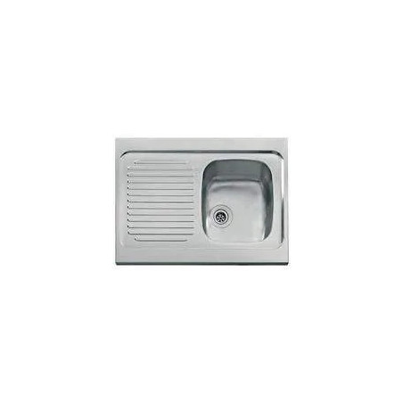 Lavello in acciaio inox, 80x60 cm, 1 vasca, 1 sgocciolatoio