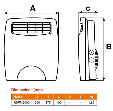 Radiateur soufflant portable 2000 W