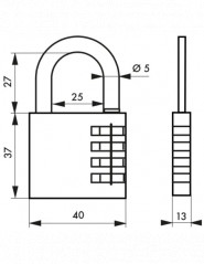VENUS hangslot, 40 mm, met 4-cijferige combinatie
