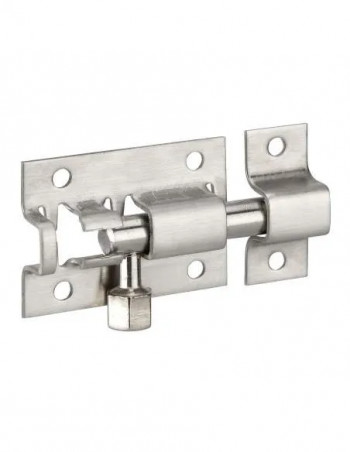 Verrou de porte, targette PENE rond inox nickelé, 38 mm