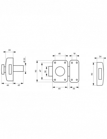 Pack de 2 verrous 2310, cylindre 45 mm, bronze, 6 clés