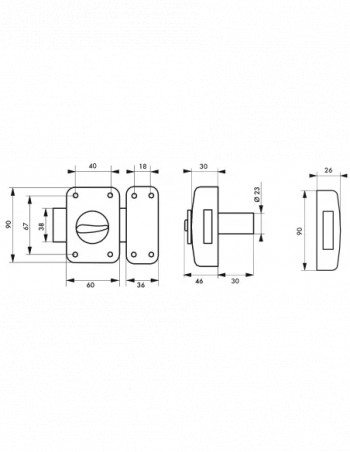 Lock CORVETTE, button cylinder 30mm, epoxy gold, 3 keys