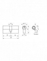 Cylindre PROFILE EUROPEEN, laiton, 30x30 mm, 3 clés BB1