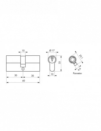 Cylindre PROFILE EUROPEEN, laiton, 30x30 mm, 3 clés BB1