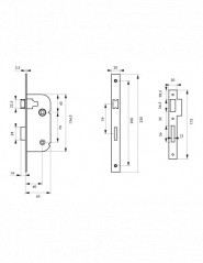 Einsteckschloss, Achse 40mm, mit V/BR-Verriegelung, weiß epoxiert