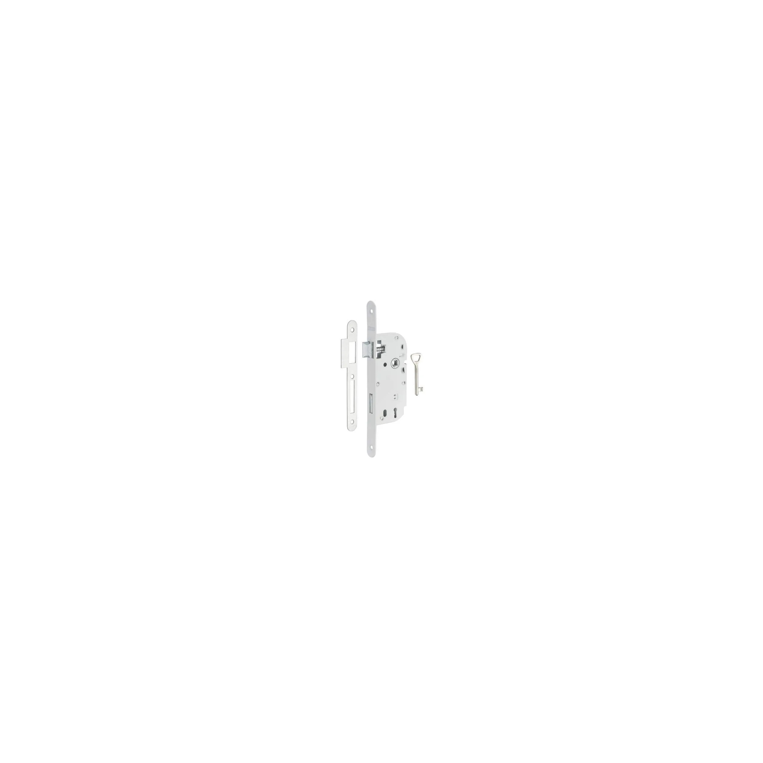 Serrure encastrée, axe 40mm, pene dormant BR, blanc, 1 clé