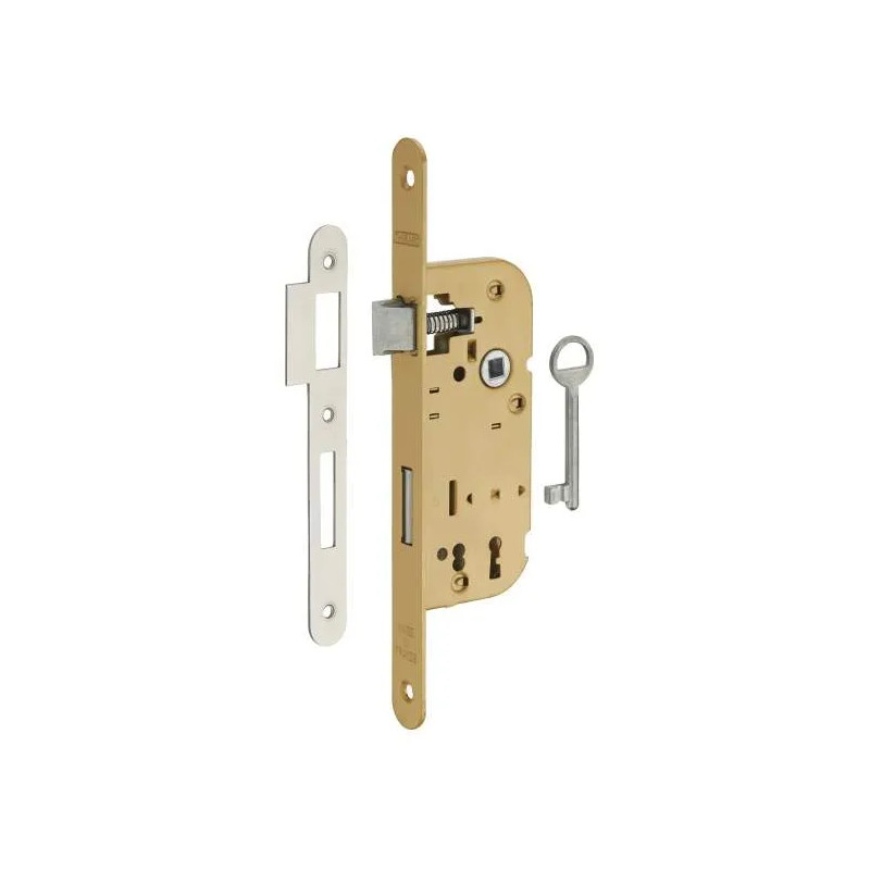 Insteekslot, schacht 40 mm, BR half nachtschoot, brons, 1 sleutel