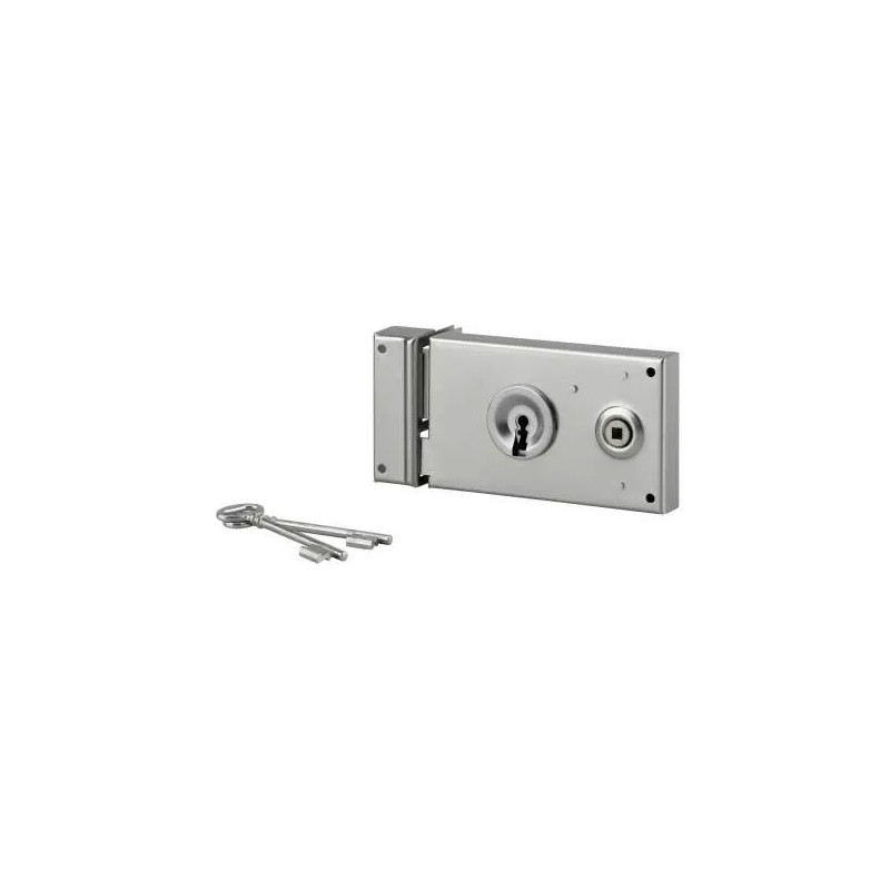Slot voor poort, 1/2 draai nachtschoot, verzinkt, 140x82, links