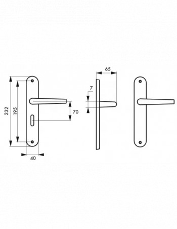 Selen door handle, alu satin nickel, E195, with locking mechanism