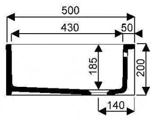 Stamped kitchen sink, 70x50cm, 20cm wide, with overflow