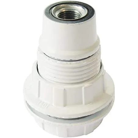 Douille E14 blanche filetée avec 2 bagues, diamètre 10, 60W, 2A, 250V